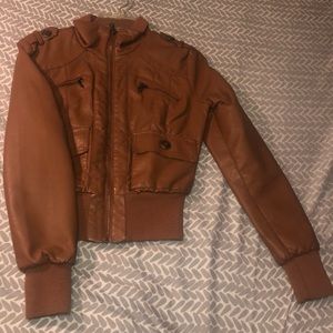 Brown leather jacket